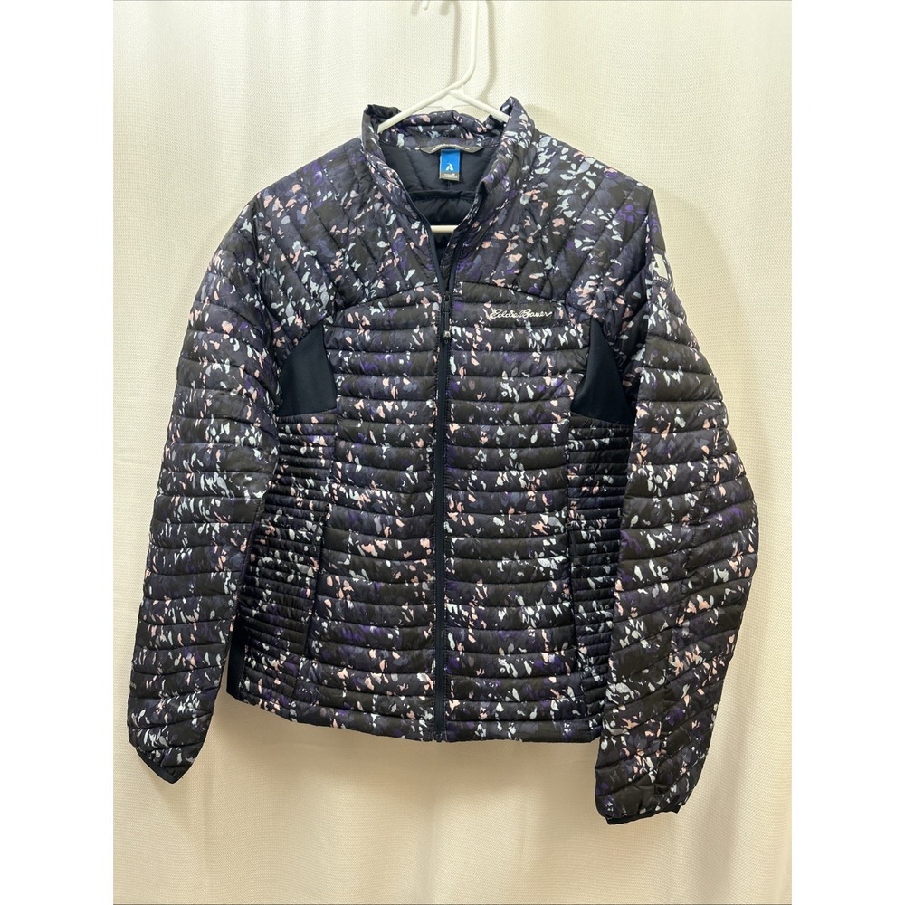 Eddie Bauer Women's Jacket First Ascent Stormdown 800 Purple Blue Abstract M